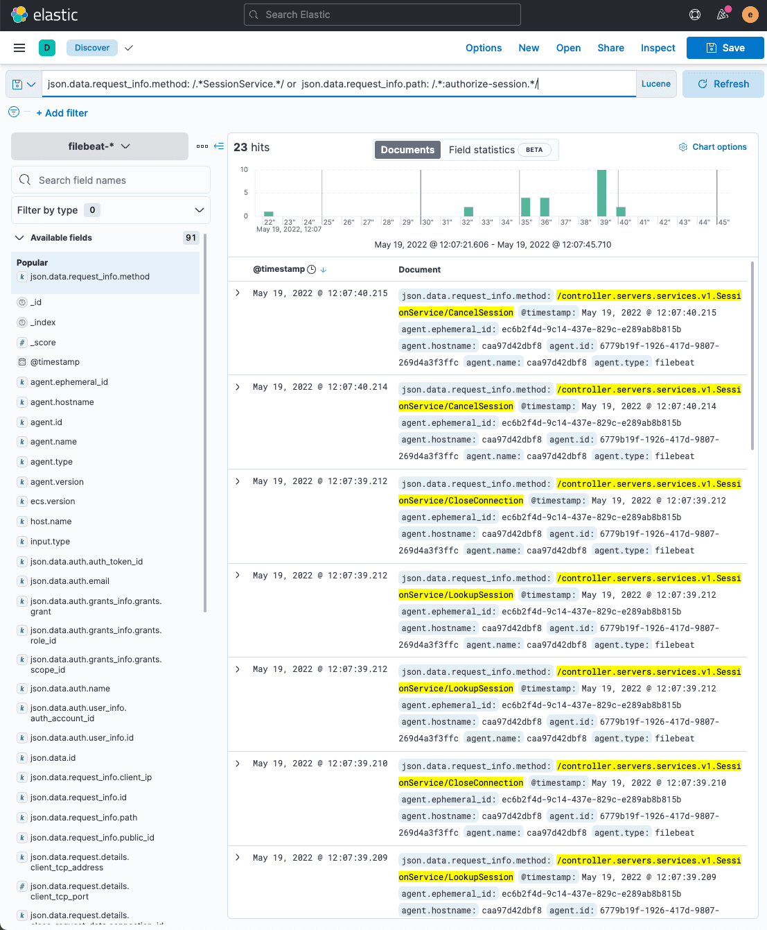 Kibana Session Logs