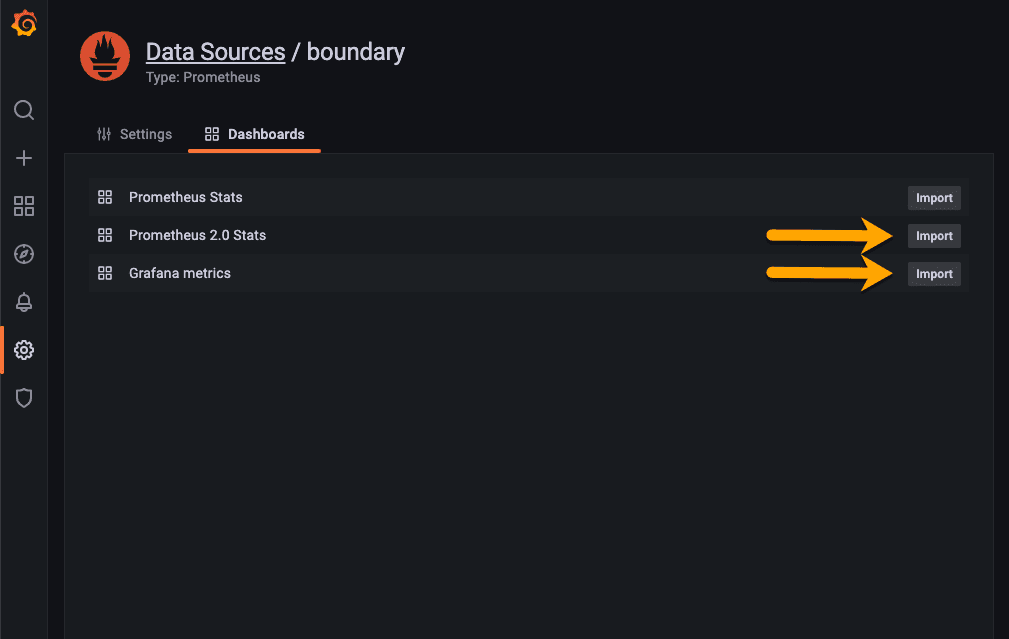 Grafana Import Dashboards