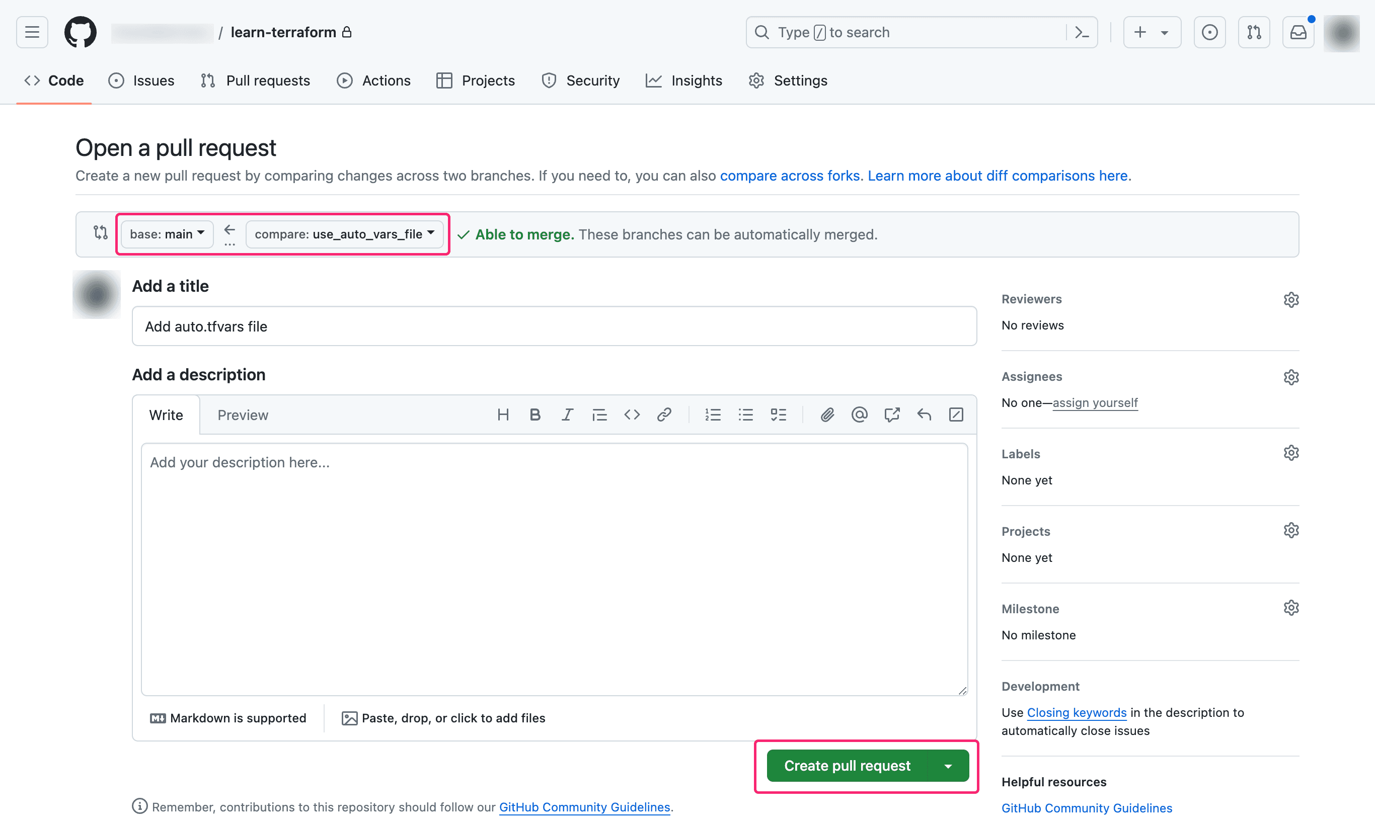 Open new pull request