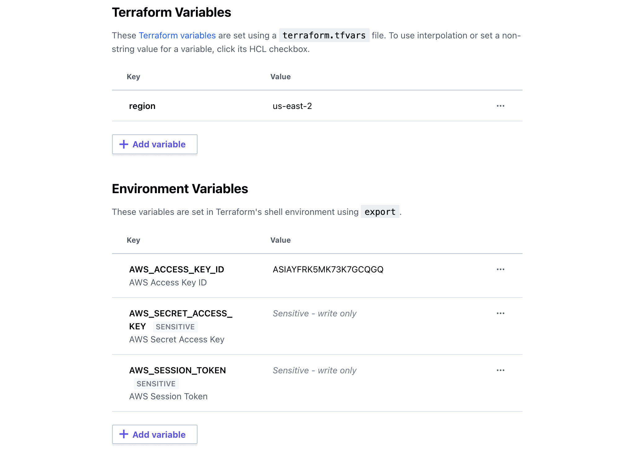 Create your Terraform variables